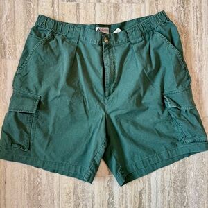 Men's Columbia 100% Cotton Army Green Cargo Shorts Elastic Waistband size 40